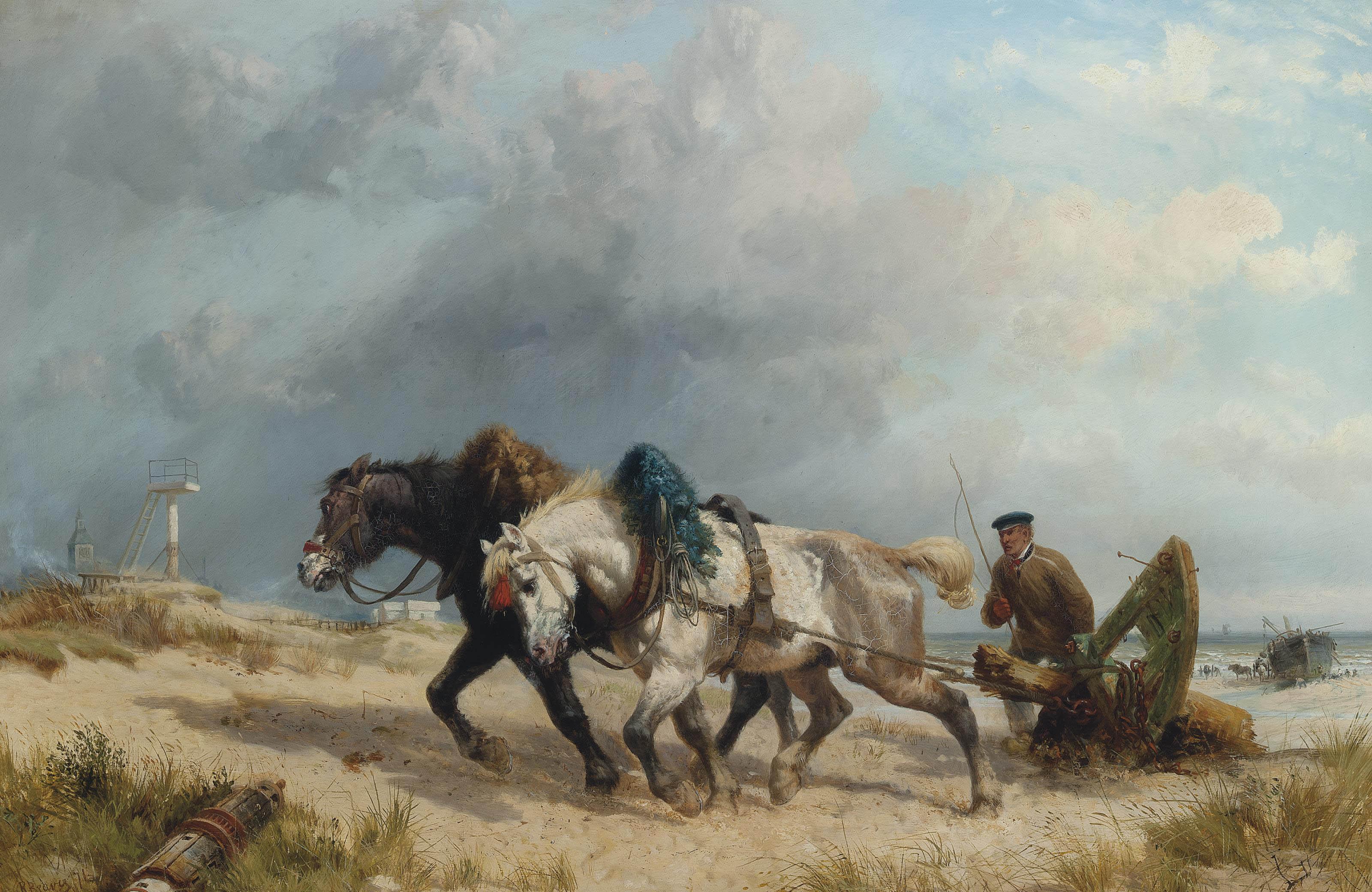 Richard Beavis, R.W.S. - Collecting wreck on the French coast