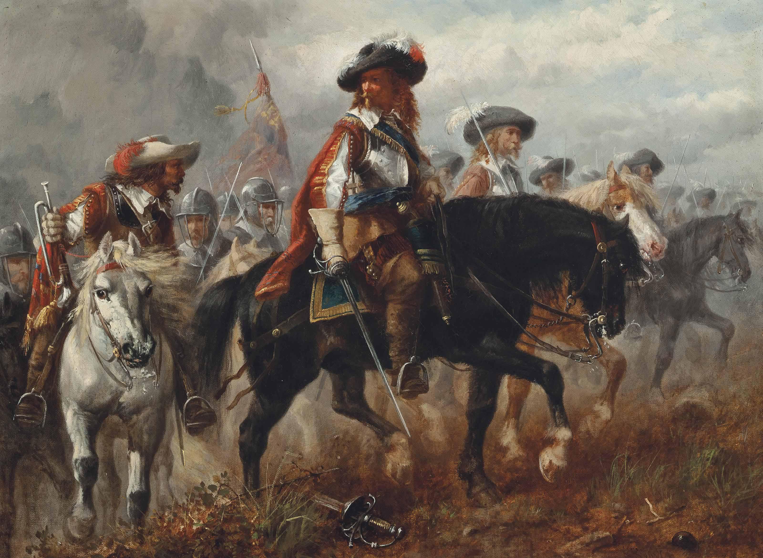 Richard Beavis, R.W.S. - The King\'S Cavalry Moving Into Position For A Charge At Naseby