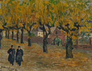 Richard Bloos - Spaziergang unter herbstlichen Alleebäumen in Xanten.