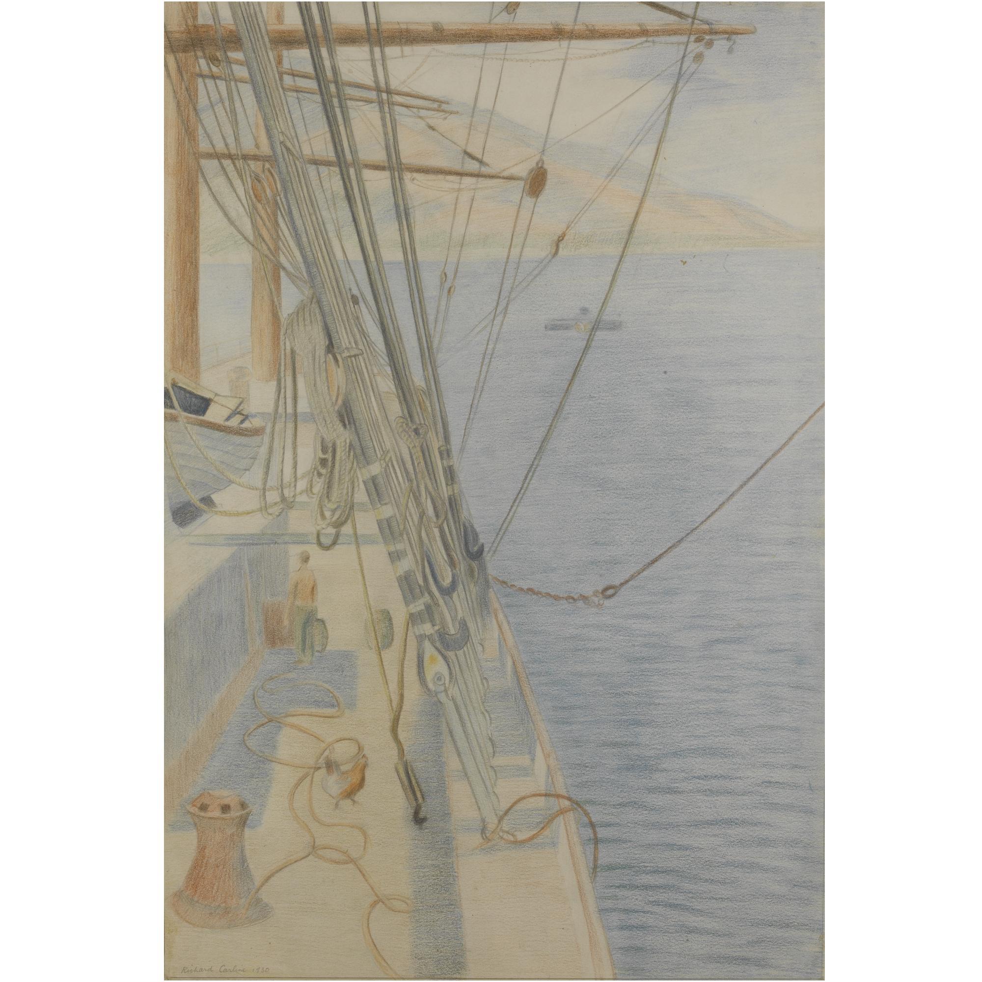 Richard Carline - On The Deck Of The \'Grace Harwar\' In The Habour Of La Guaira, Venezuela; And The Captain Of The Ship