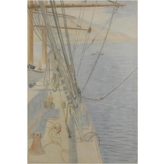 Richard Carline - On The Deck Of The \'Grace Harwar\' In The Habour Of La Guaira, Venezuela; And The Captain Of The Ship