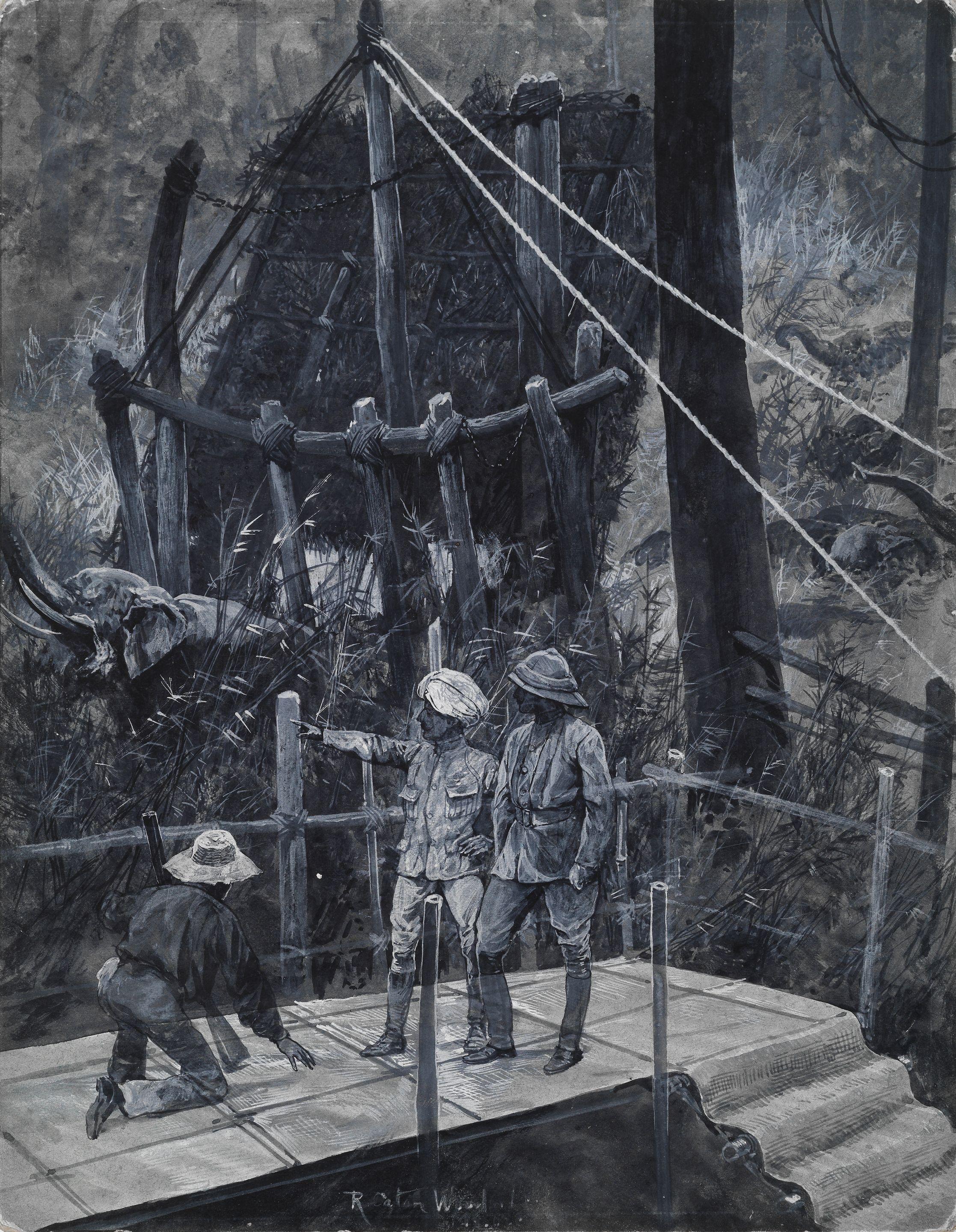 Richard Caton Woodville Jr. - \'Catching Wild Elephants At The Government Khedah In The Mysore District\'