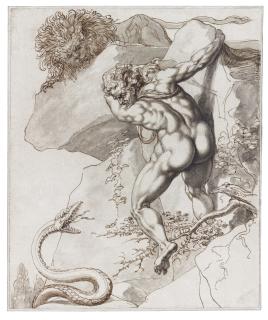 Richard Cosway, R.A. - A Man Trapped Between A Lion And A Serpent