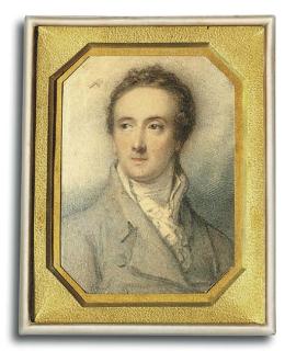 Richard Cosway, R.A. - A Young Gentleman In Dark Grey Coat, White Waistcoat And Knotted Cravat