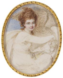 Richard Cosway, R.A. - Portrait Of A Lady In The Guise Of Hebe, Circa 1790