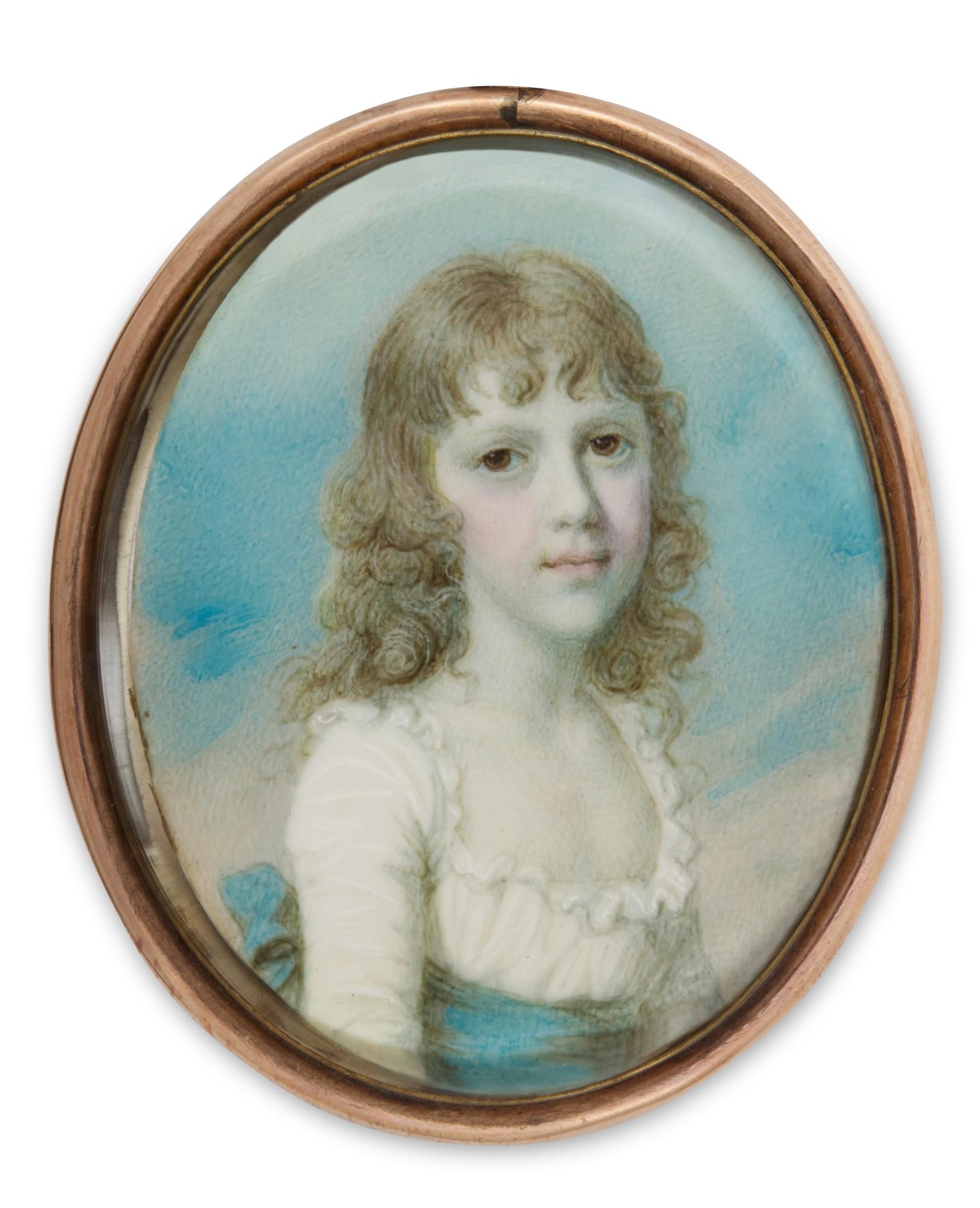 Richard Cosway, R.A. - Portrait Of A Young Girl, Traditionally Identifed As Mary Spencer Shirley (1784-1820), Circa 1795