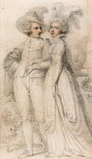 Richard Cosway, R.A. - Portrait of Sir James Hamlyn, 1st Bt. and his wife Miss Williams, full-length