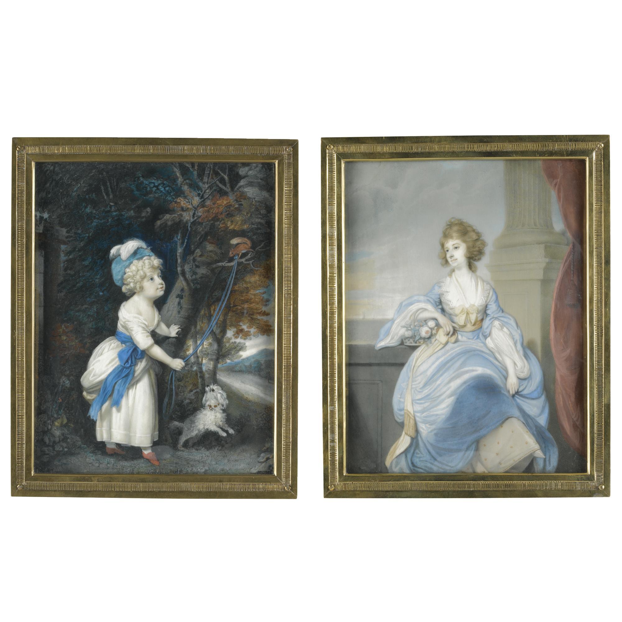 Richard Crosse - A Double Portrait Of A Lady And A Child