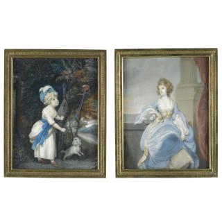 Richard Crosse - A Double Portrait Of A Lady And A Child