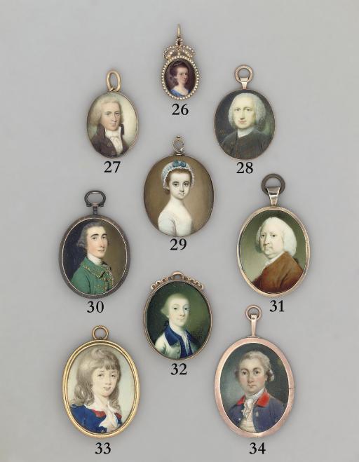 Richard Crosse - A gentleman, in brown coat, white cravat and bag wig