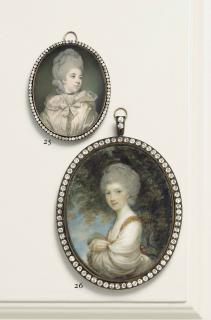 Richard Crosse - Mrs Abington, Née Frances Barton (1737-1815), In Cream Silk Hooded Cape Trimmed With Lace And Tied With A Ribbon, Black Choker, Powdered Upswept Hair