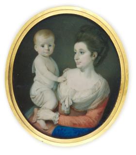 Richard Crosse - Portrait of a mother and child, circa 1775