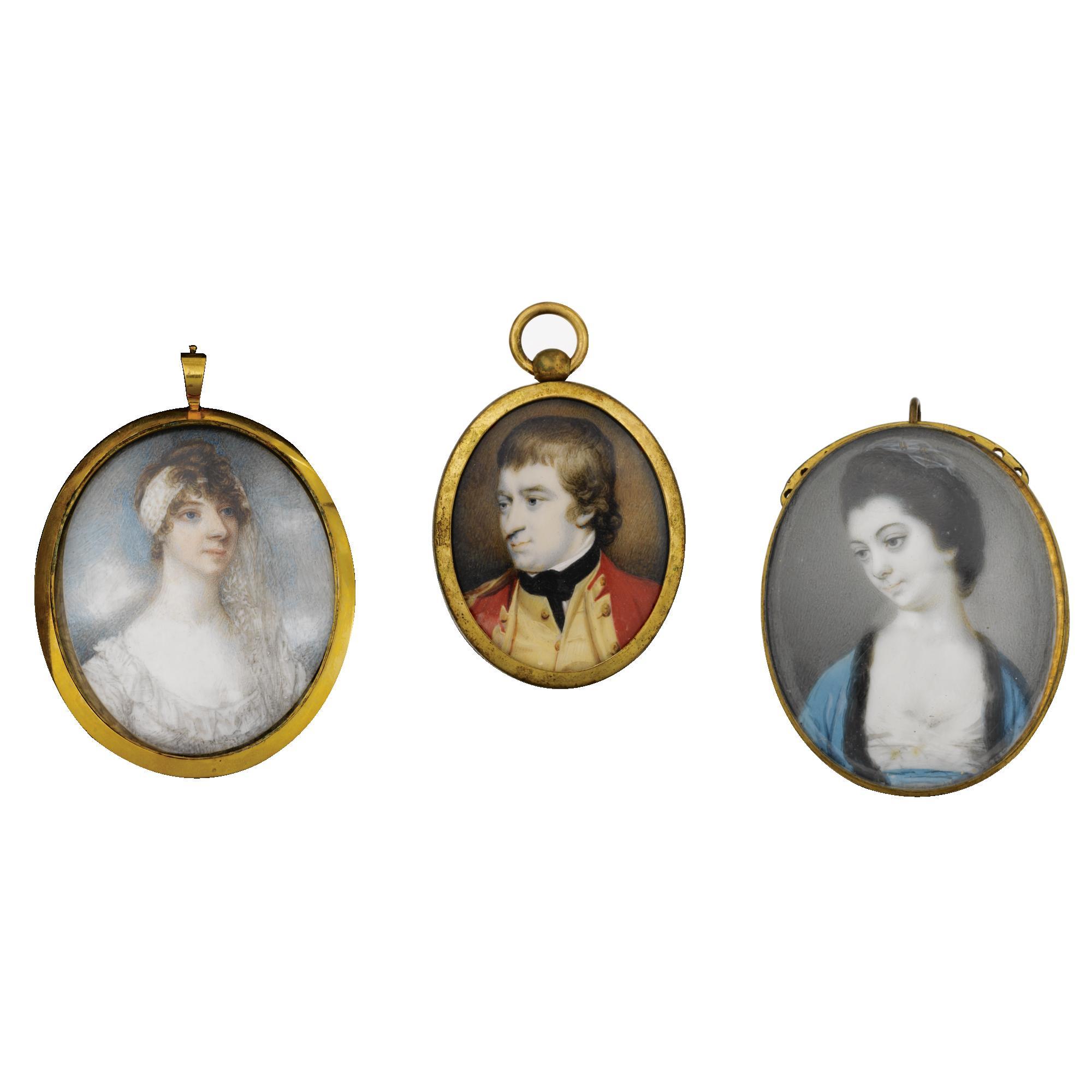 Richard Crosse - Portrait Of An Officer; Portrait Of A Lady (Possibly Lady Charlotte Seymour, Countess Of Aylesford); Together With Another Portrait Of A Lady By Mrs Anne Mee (Circa 1770-1851)