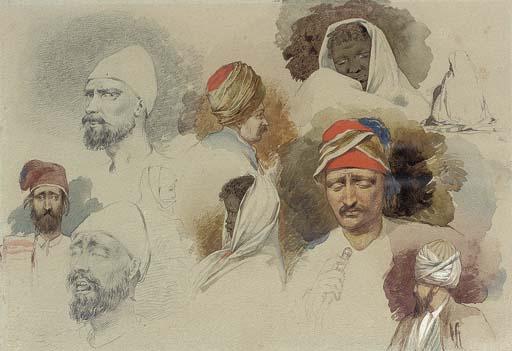 Richard Dadd - Study of Eastern Heads And Figures