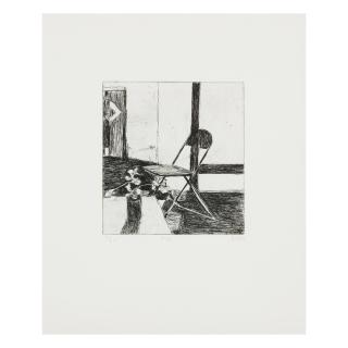 Richard Diebenkorn - #38 (Folding Chair, Potted Plant, Standing Woman), from 41 Etchings and Drypoints