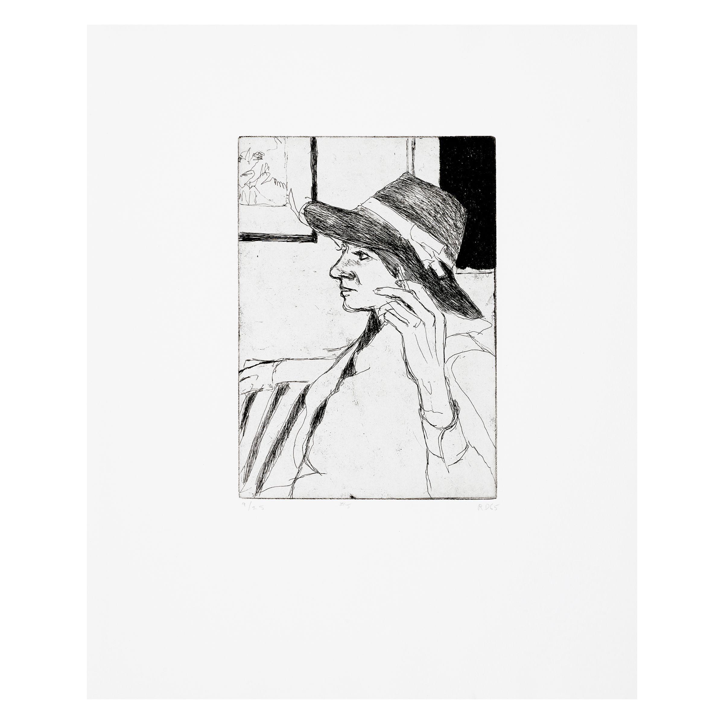 Richard Diebenkorn - #5 (Phyllis Wears a Hat), from 41 Etchings Drypoints