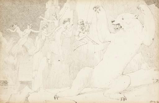 Richard Doyle - A group of fairies tormenting a polar bear