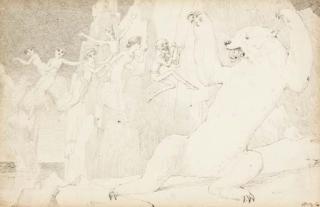 Richard Doyle - A group of fairies tormenting a polar bear