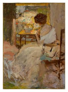 Richard Edward Miller - Woman In A White Dress (Lady In A White Evening Gown)