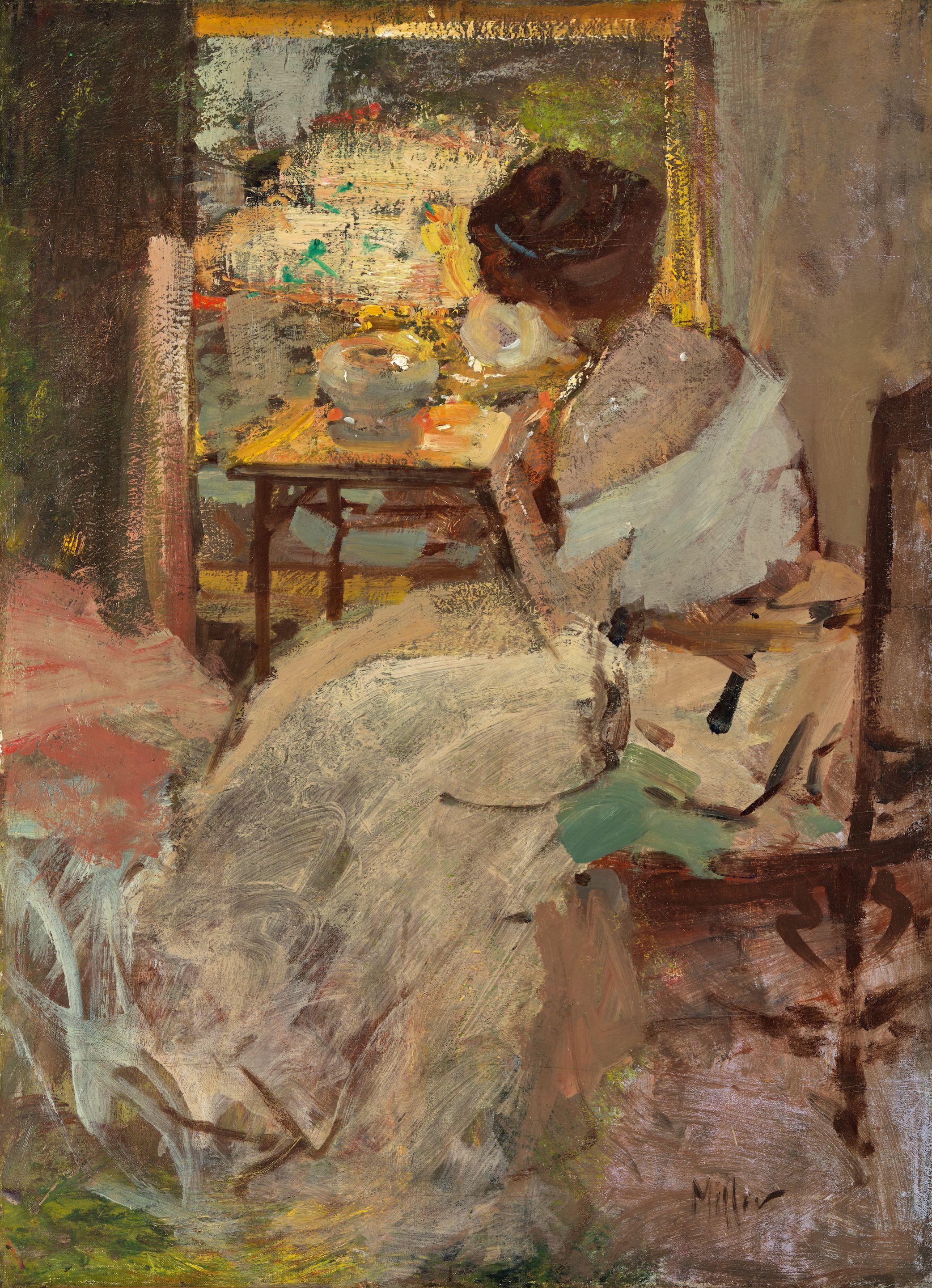 Richard Edward Miller - Woman in a White Dress (Lady in a White Evening Gown)