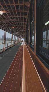 Richard Estes - Deck of Staten Island Ferry with View of Manhattan