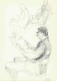 Richard Estes - Untitled (study of a seated man)