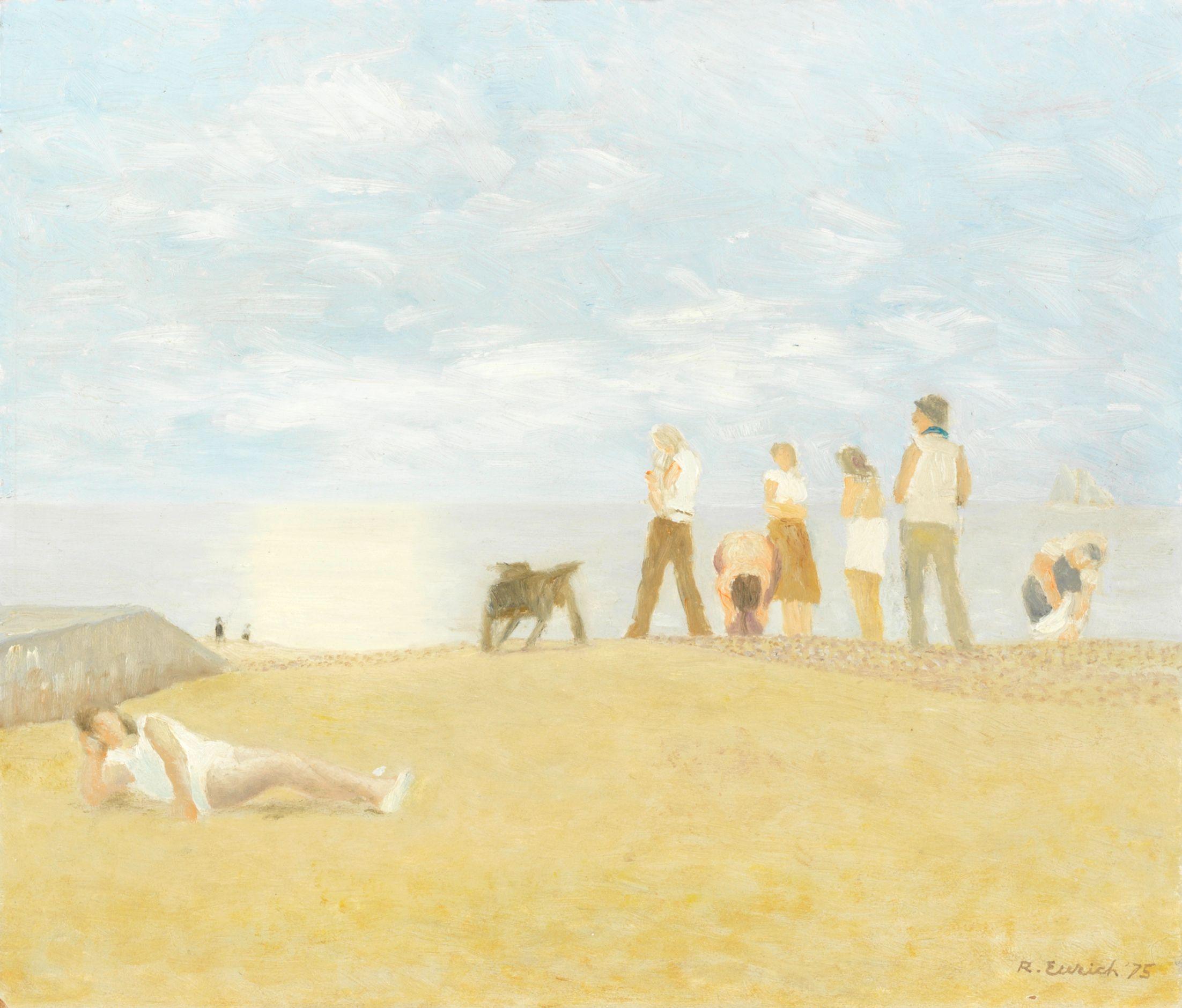 Richard Eurich R.A. - Dog and Figures on a Beach