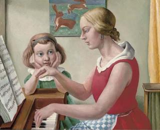 Richard Eurich, R.A. - The Girls at a Spinet