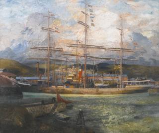 Richard Eurich, R.A. - The Grain Ship, Falmouth Harbour