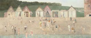 Richard Eurich - Beach Huts And Bathers