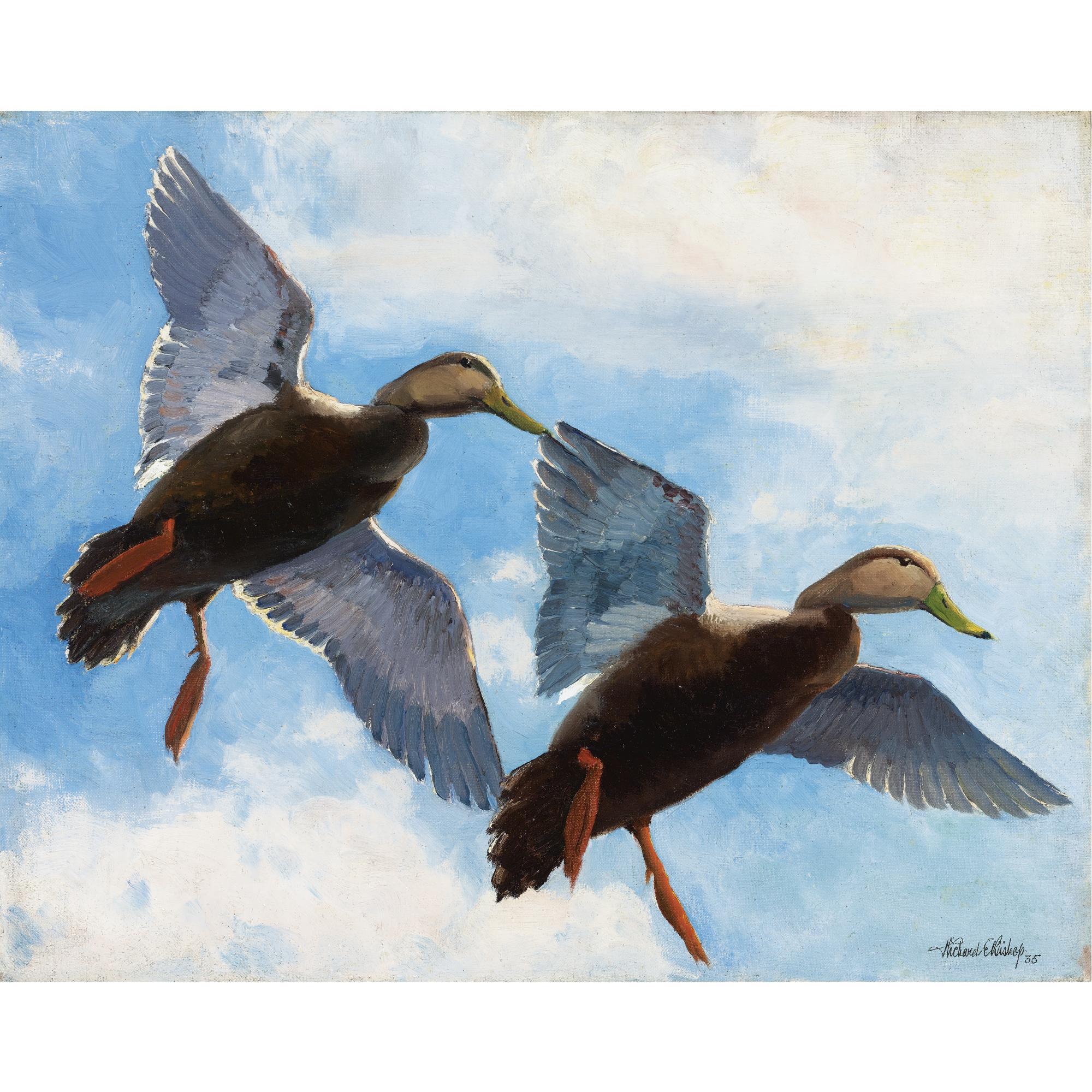 Richard Evett Bishop - American A Pair Of Black Ducks
