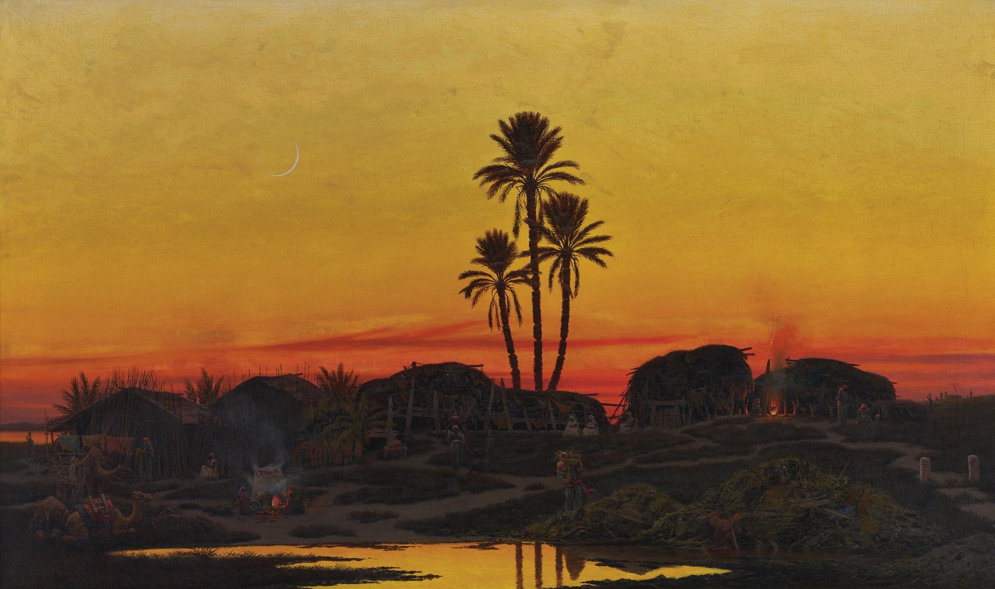 Richard Fuchs - An Arab Camp At Sunset