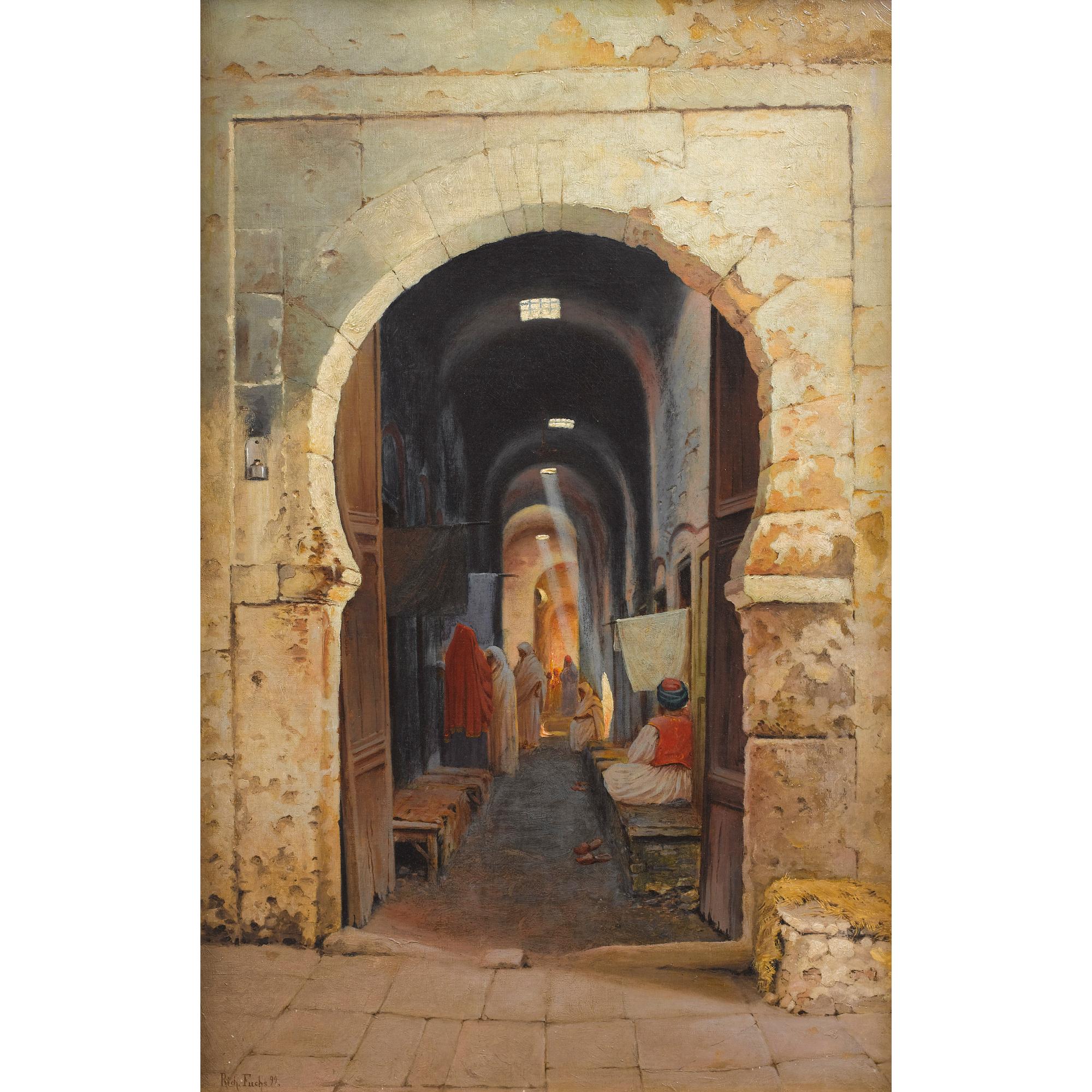 Richard Fuchs - Un Souk En Tunisierichard Fuchs ; Souk In Tunisia ; Signed And Dated Lower Left 94 ; Oil On Canvas