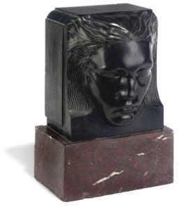 Richard Garbe - A Carved Black Slate Head, 1916