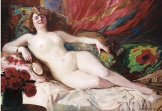 Richard Geiger - A reclining female nude