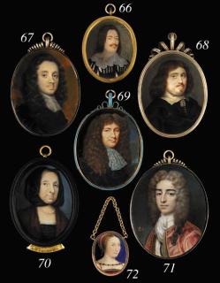 Richard Gibson - A gentleman called Sir Henry Vane, facing right in black cloak and white lawn collar, long curling brown hair and moustache