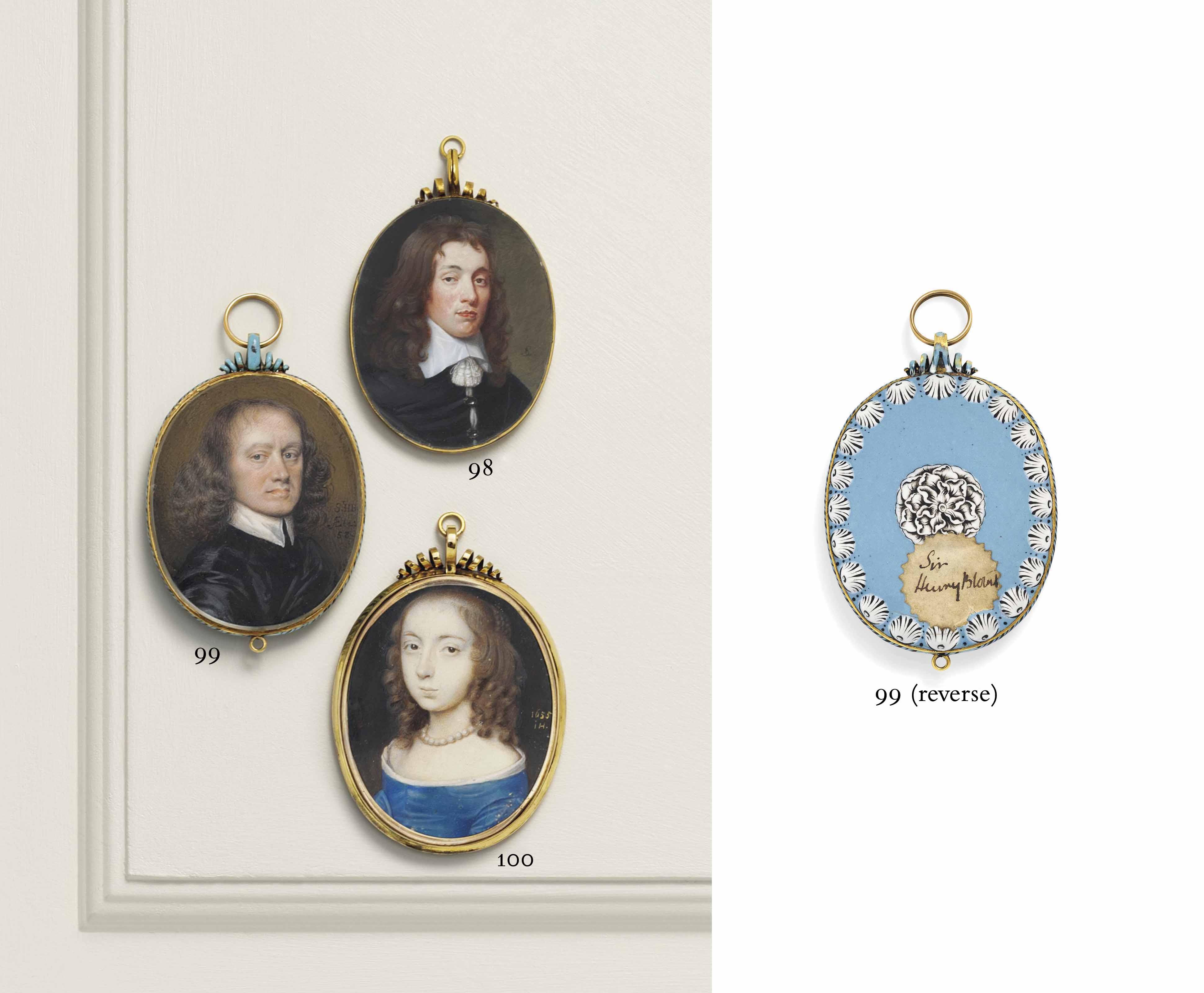 Richard Gibson - Sir Henry Blount (1602-1682), In Black Doublet And White Lawn Collar, Brown Curling Hair