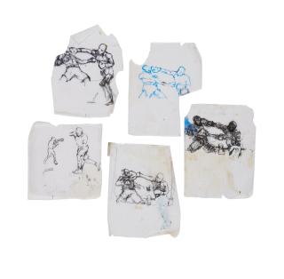 Richard Hambleton - Untitled (Five Drawings of Boxers)