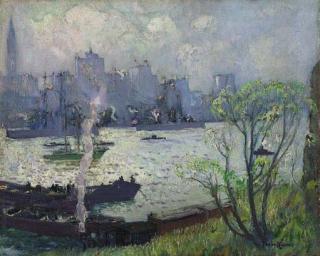 Richard Hayley Lever - U.S. Battleships Leaving New York