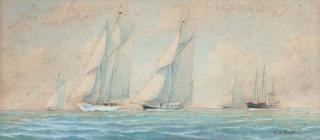 Richard Henry Neville-Cumming - Big-class yachts racing upwind