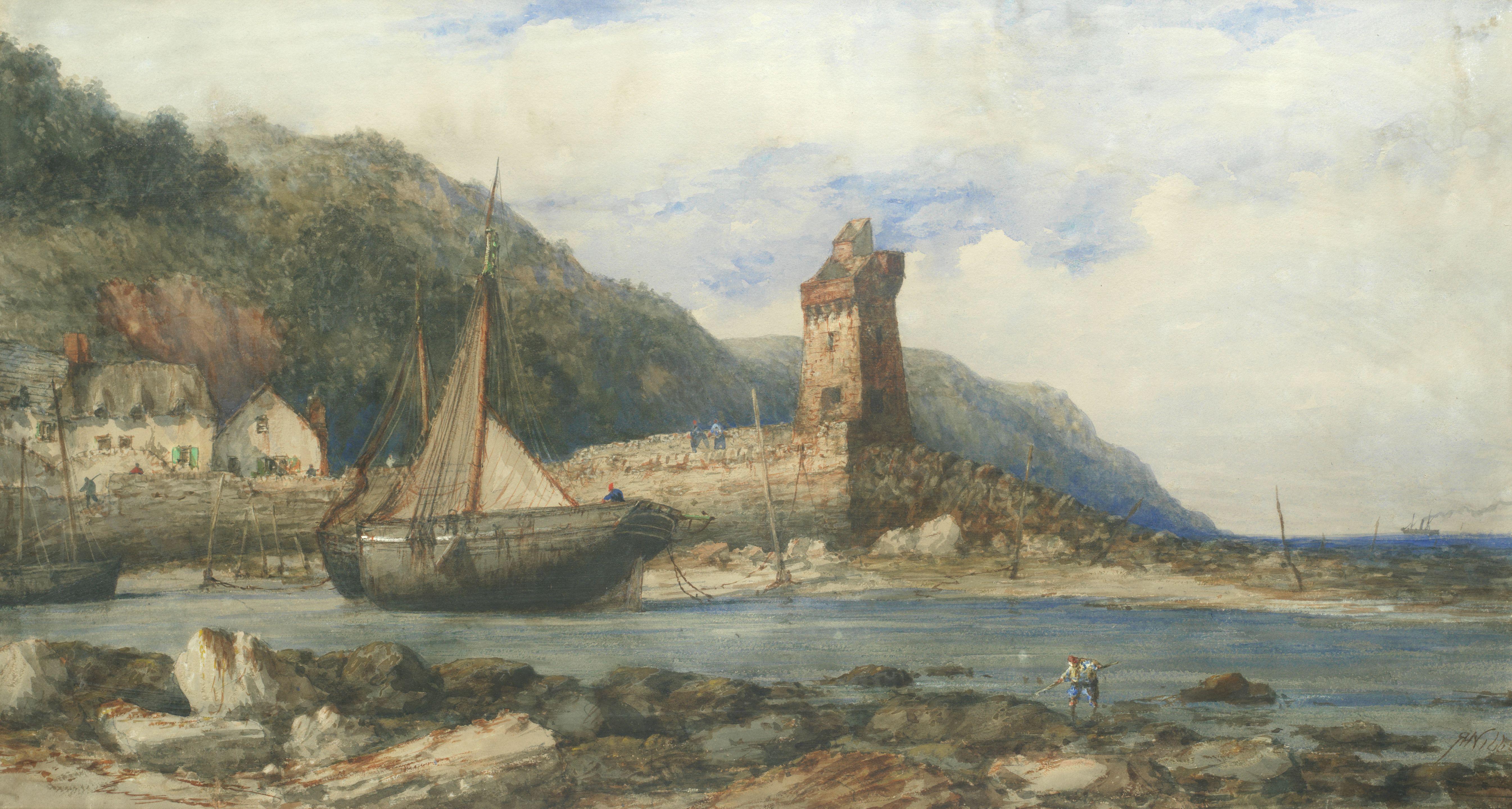 Richard Henry Nibbs - A quiet harbour scene