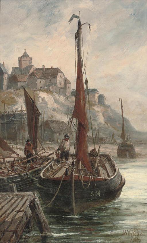 Richard Henry Nibbs - Fishing boats moored in Shoreham harbour
