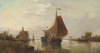 Richard Henry Nibbs - Gliding up the estuary, Holland