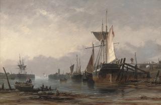 Richard Henry Nibbs - Low water: Newhaven Harbour, Sussex
