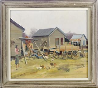 Richard John Munro Dupont - Mother and child standing in a farmyard