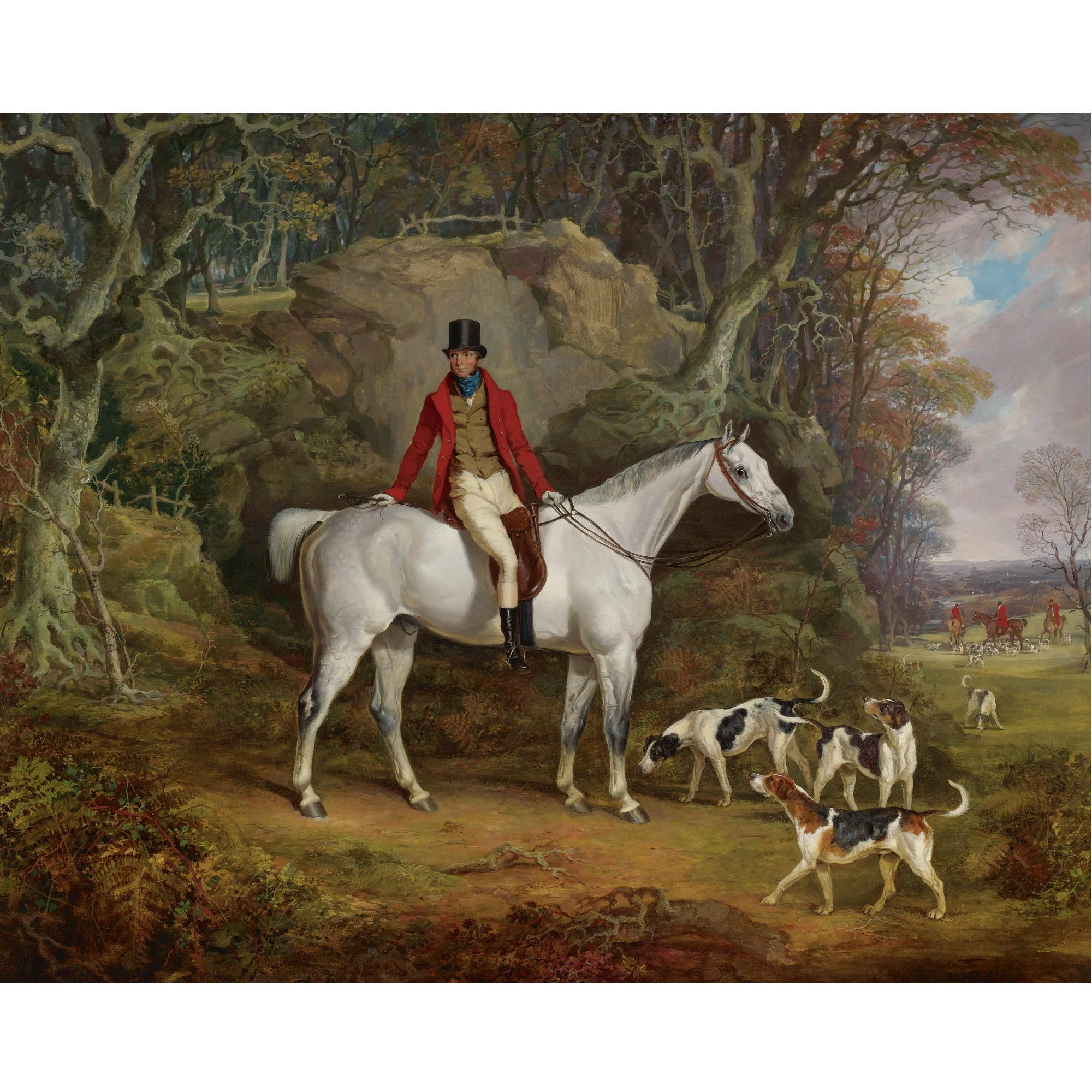 Richard Jones - British Viscount Rowland Hill On His Grey Hunter With The Shropshire Hunt