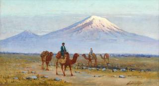 Richard Karlovich Zommer - Camel trekking before Mount Ararat