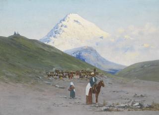 Richard Karlovich Zommer - Caravanserai At The Foot Of Mount Kazbek