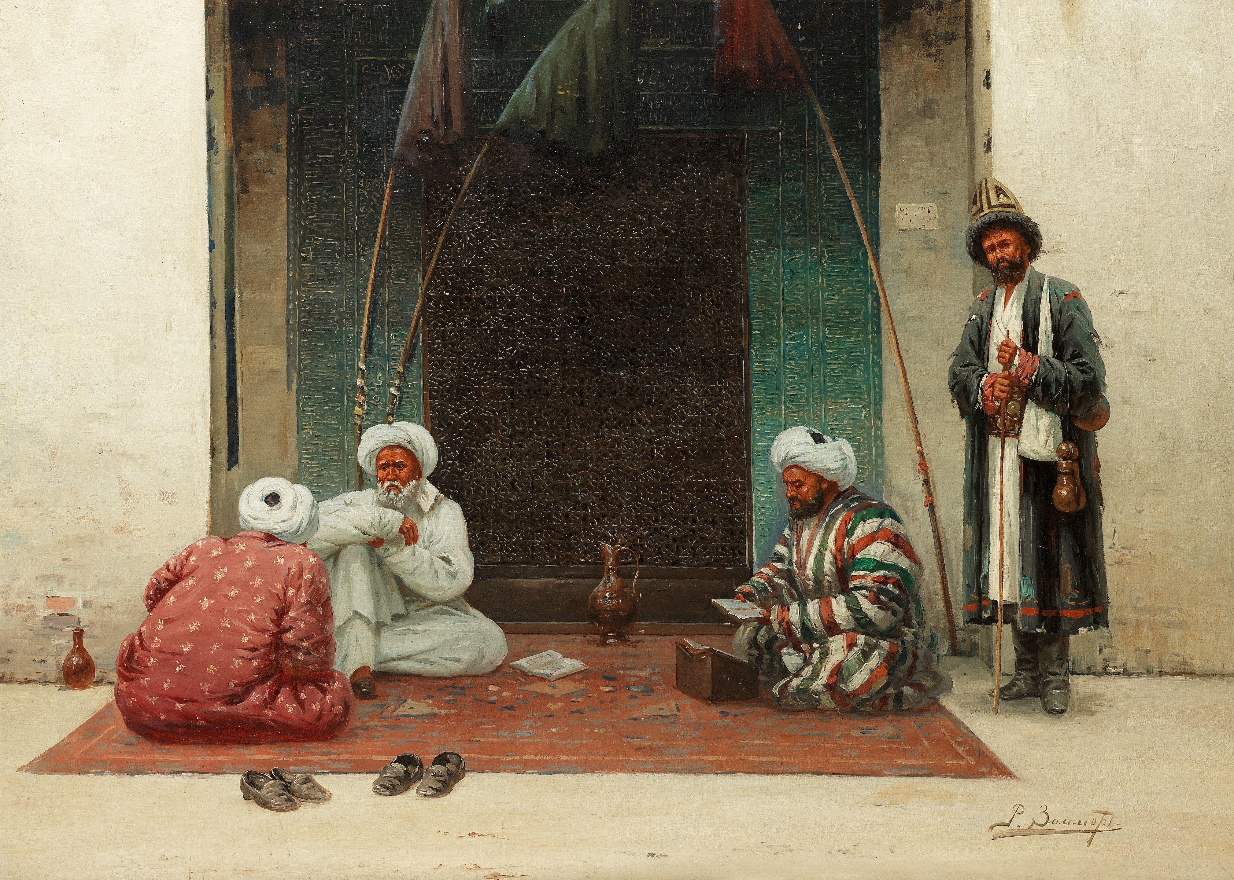 Richard Karlovich Zommer - Elders Seated In A Doorway