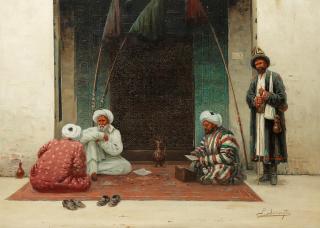 Richard Karlovich Zommer - Elders Seated In A Doorway